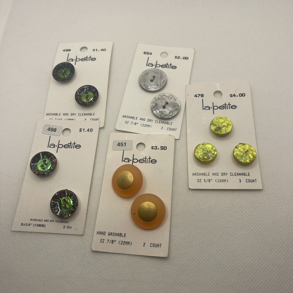 Vintage New Old Stock La Petite Buttons Lot of 5 Cards
